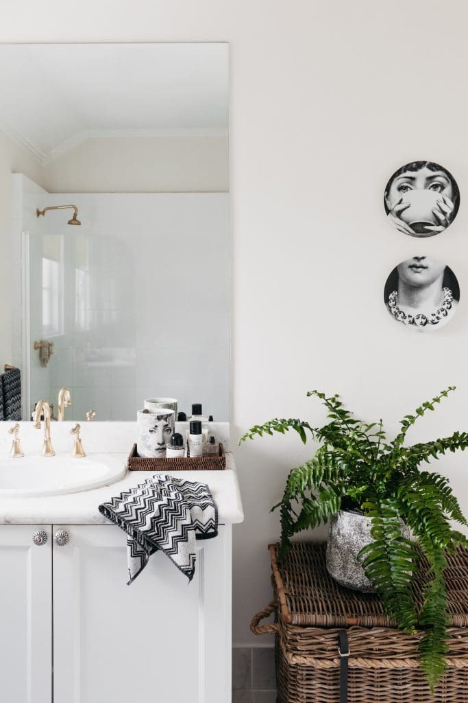 White bathroom in Patterned Sanctuary by The Stylesmiths